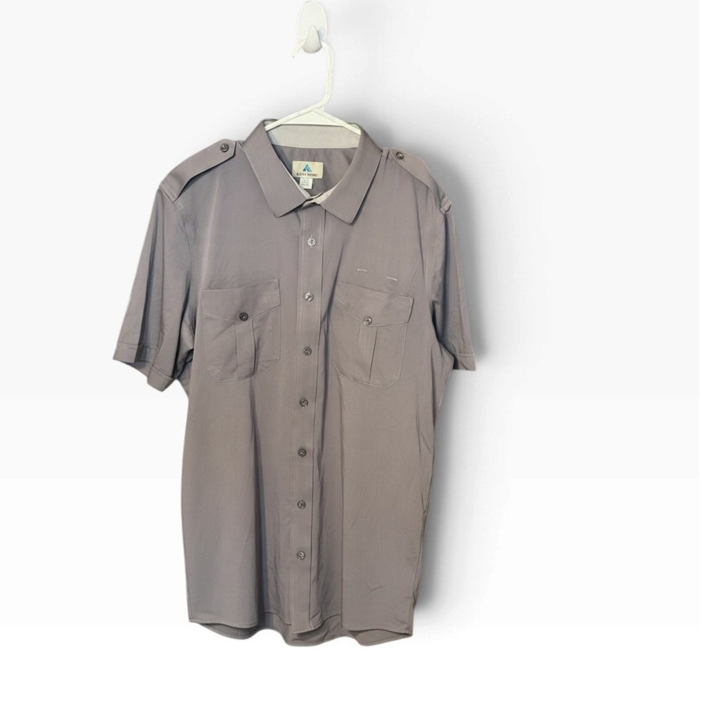Cut Above Brooks Pilot Uniform Shirt Mens 17.5 Grey Short Sleeve Fitted Epaulet